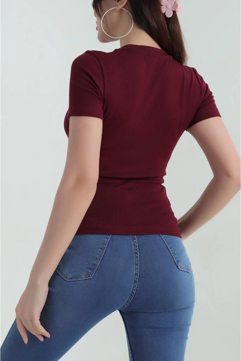 Bisiklet Yaka Kısa Kol Likralı BodyKADIN BODY