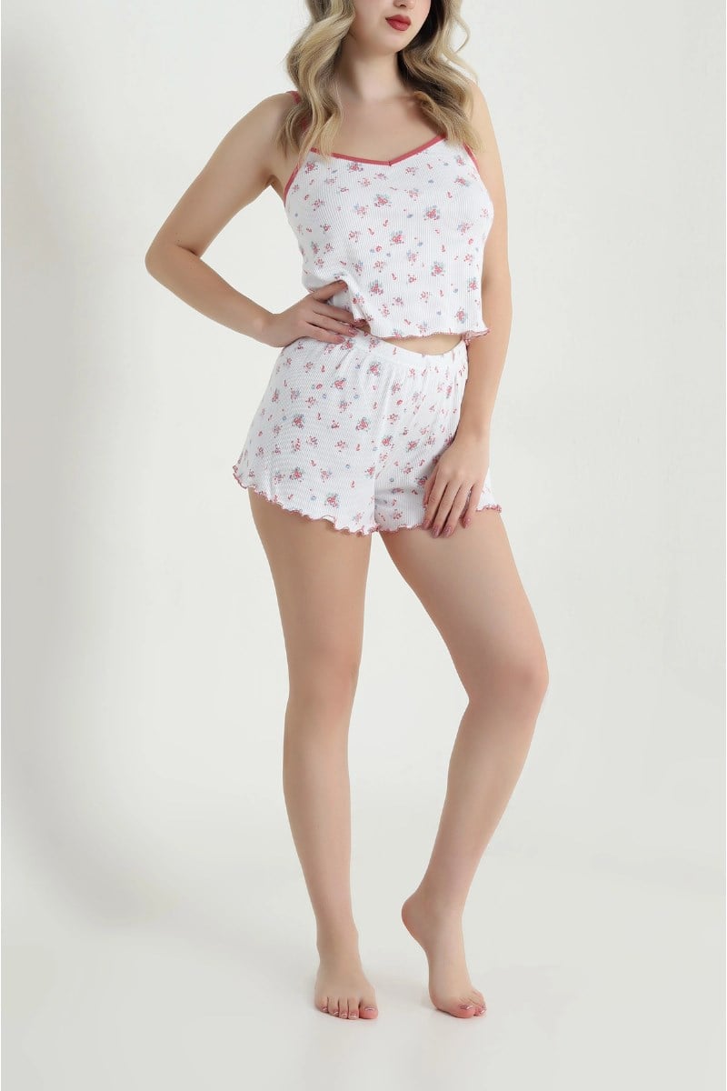 Çiçek Desen Şortlu Pijama TakımıKADIN PİJAMA TAKIMI