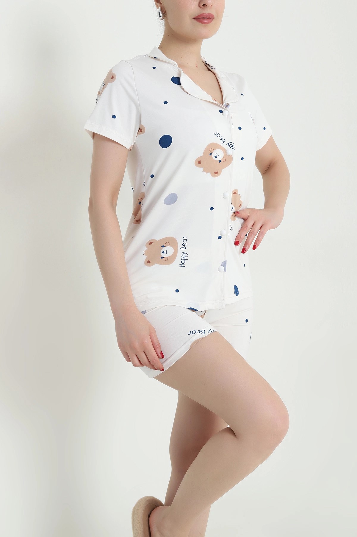 Happy Ayıcık Desenli Milan Şortlu Pijama TakımıKADIN PİJAMA TAKIMI