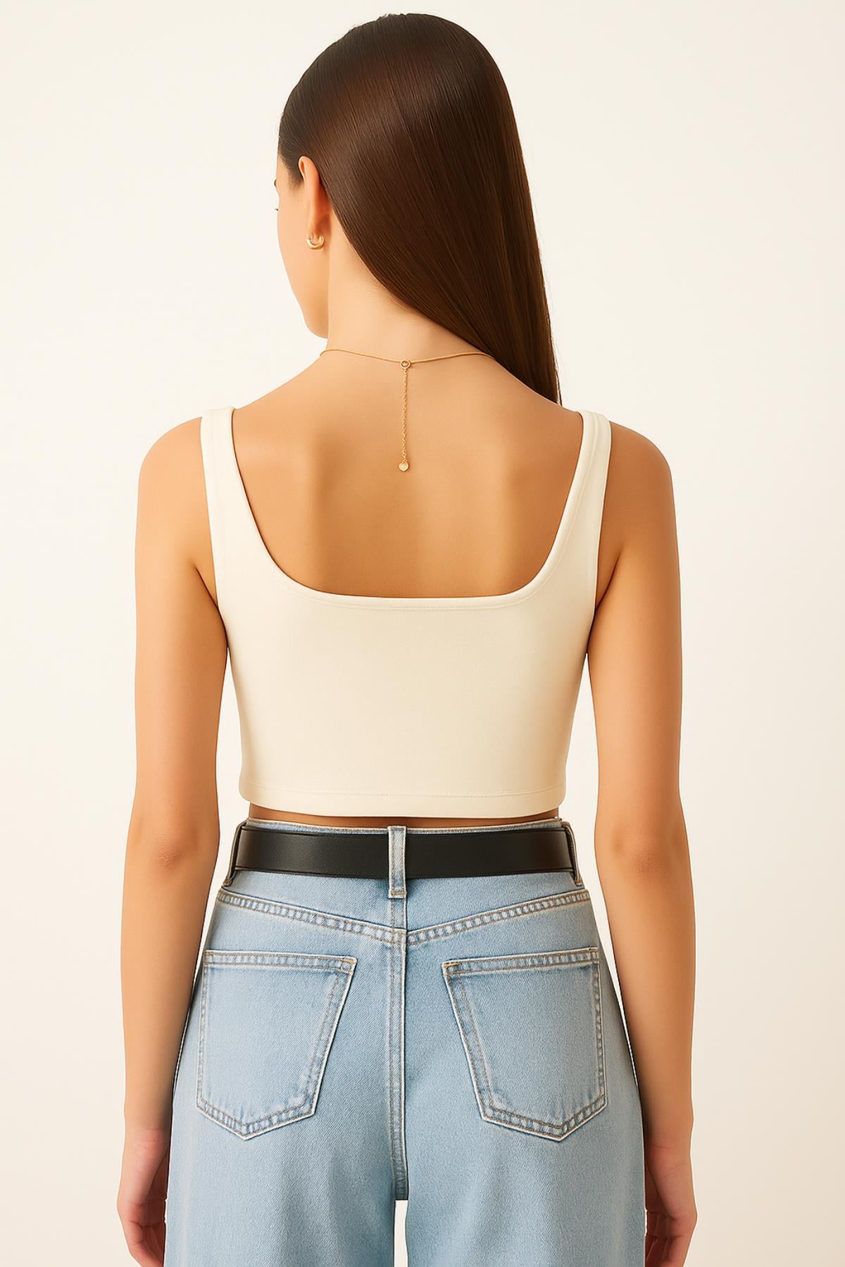 Kalın Askılı Crop BluzKADIN BLUZ