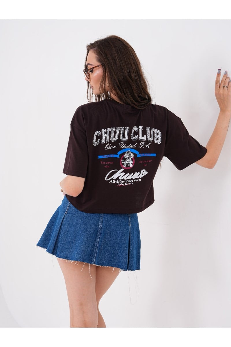 Önü ve Arkası Baskılı Crop TshirtKADIN T-SHİRT