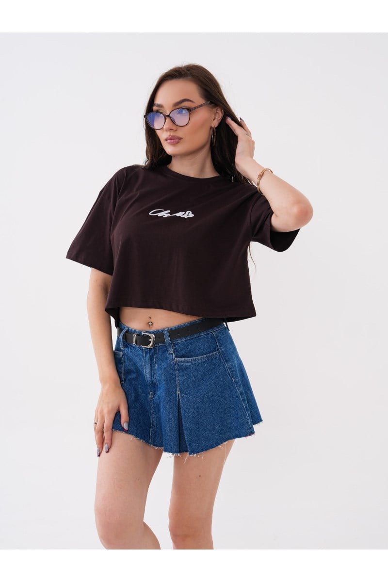 Önü ve Arkası Baskılı Crop TshirtKADIN T-SHİRT