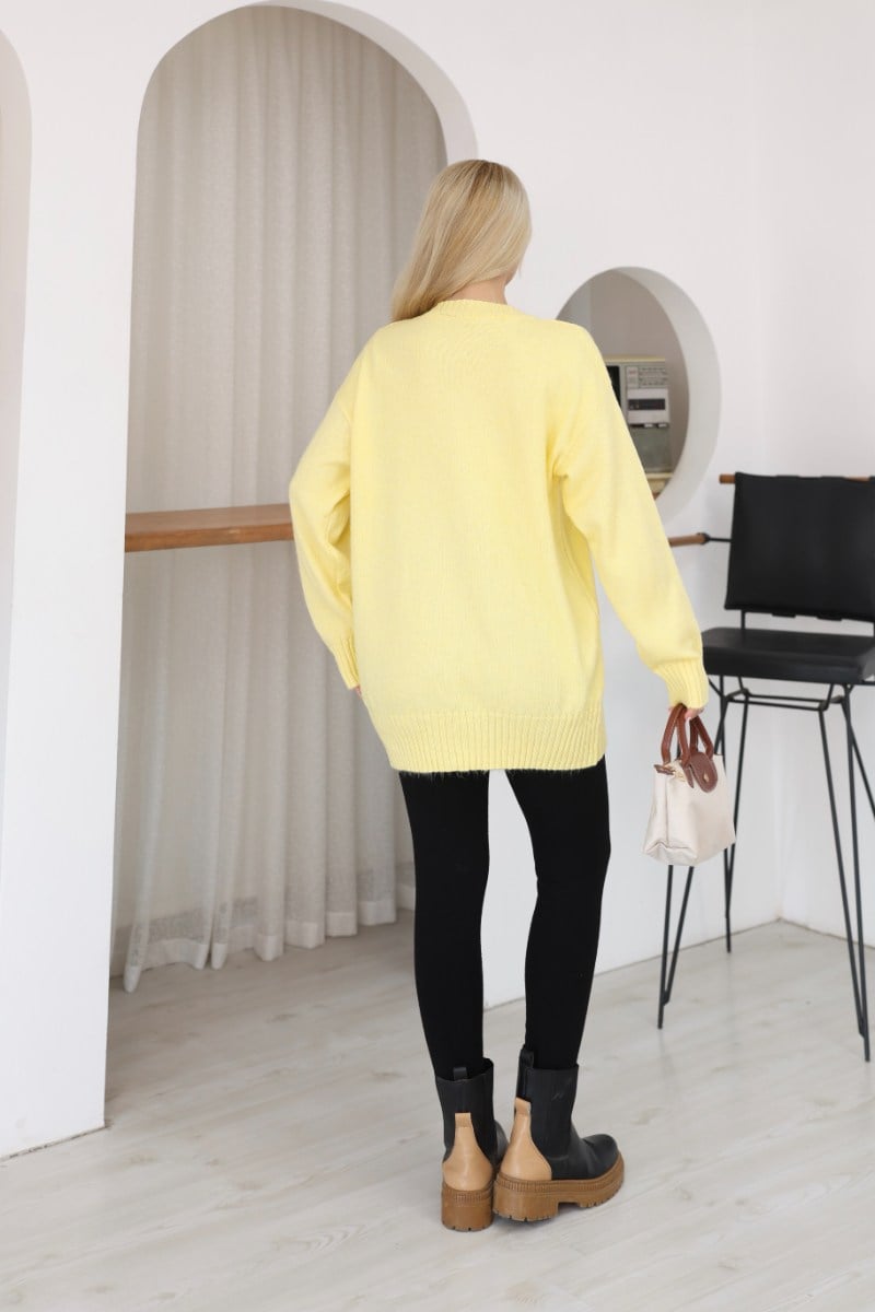 Oversize Ribanalı Triko TunikKADIN TUNİK