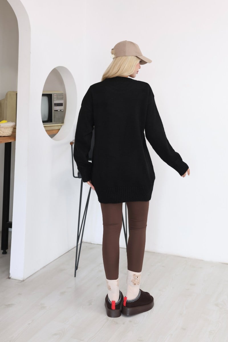 Oversize Ribanalı Triko TunikKADIN TUNİK