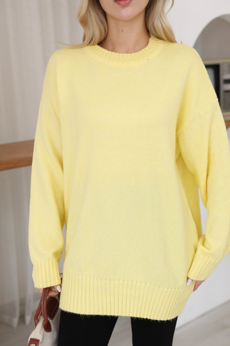 Oversize Ribanalı Triko TunikKADIN TUNİK