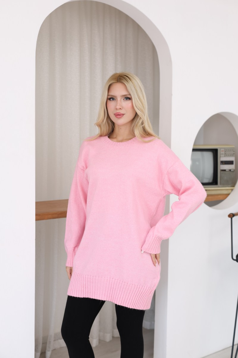 Oversize Ribanalı Triko TunikKADIN TUNİK