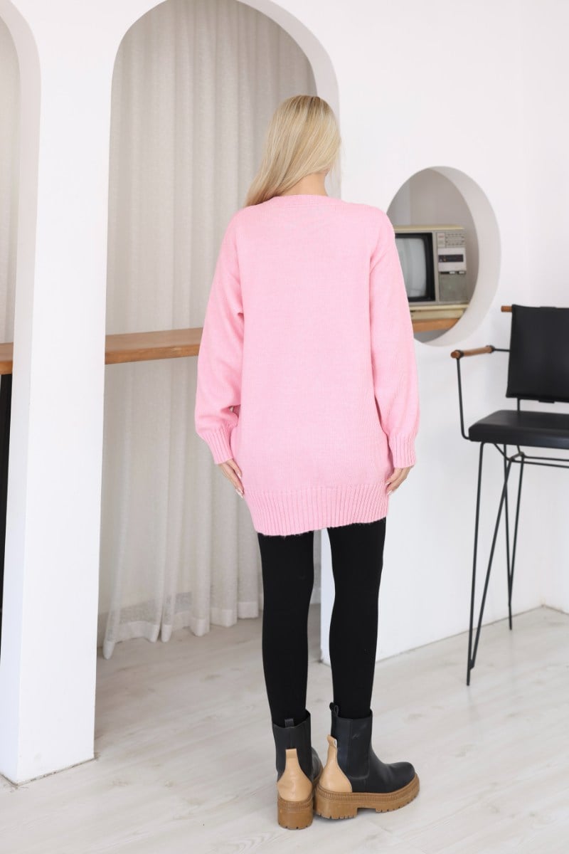 Oversize Ribanalı Triko TunikKADIN TUNİK