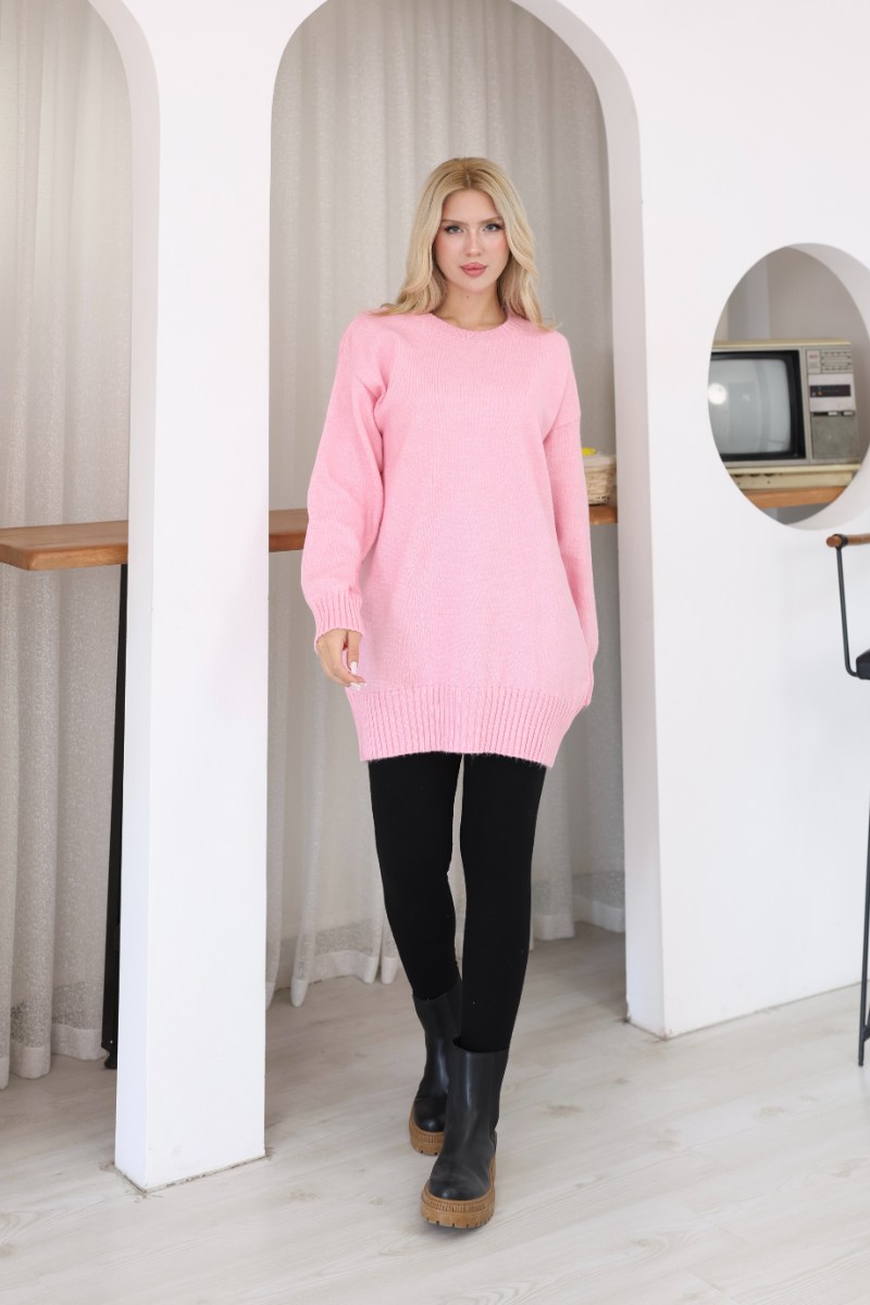 Oversize Ribanalı Triko TunikKADIN TUNİK