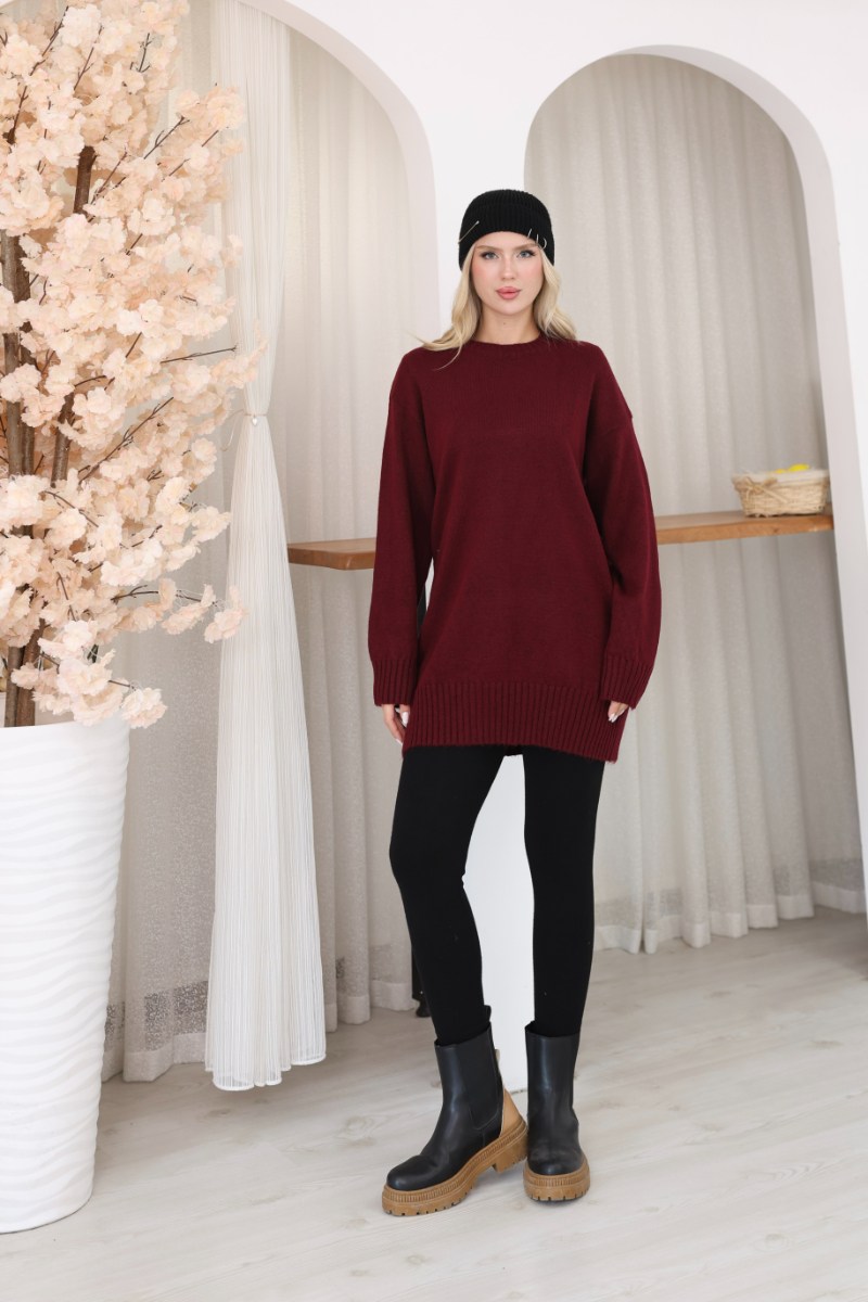 Oversize Ribanalı Triko TunikKADIN TUNİK