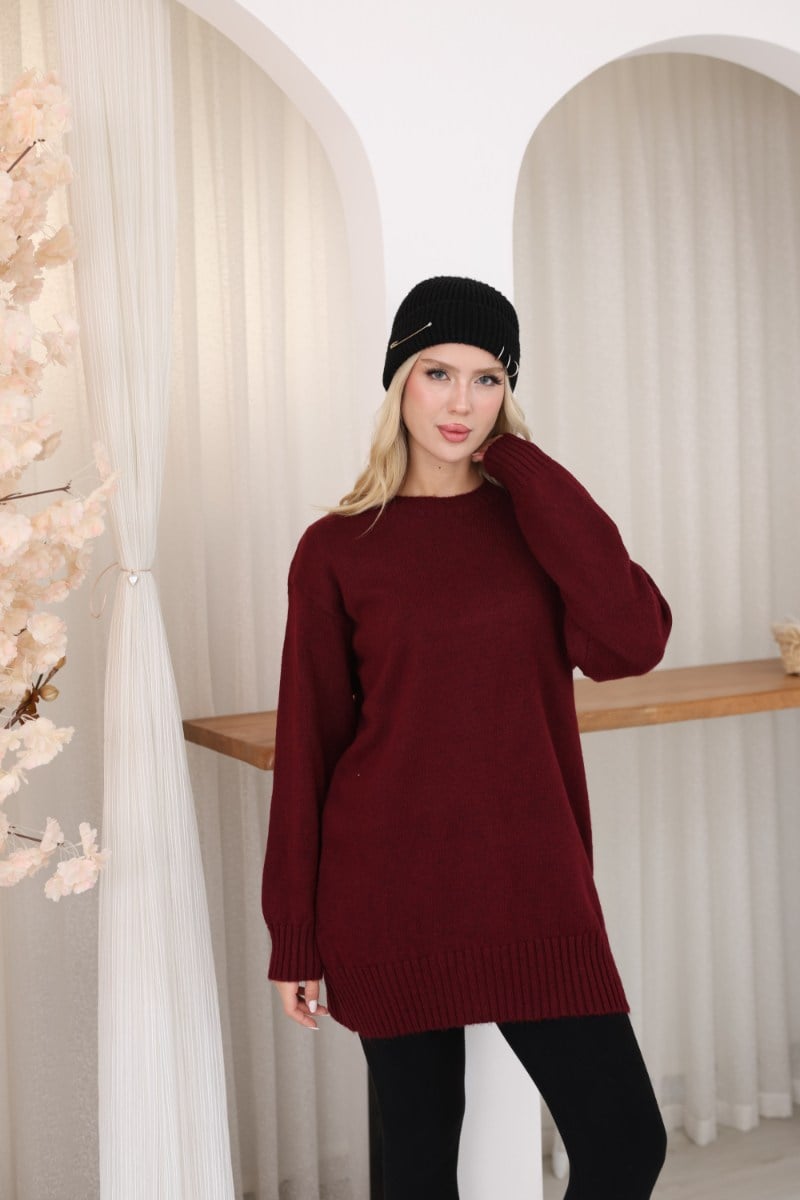 Oversize Ribanalı Triko TunikKADIN TUNİK