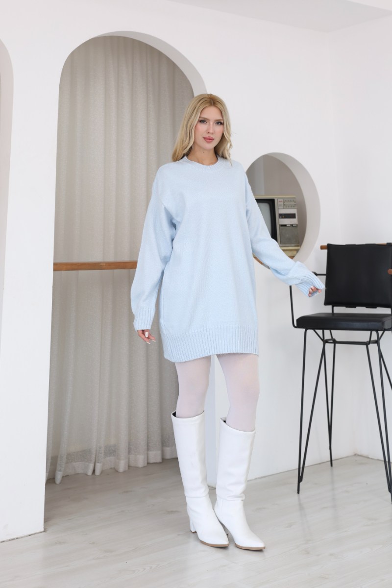 Oversize Ribanalı Triko TunikKADIN TUNİK