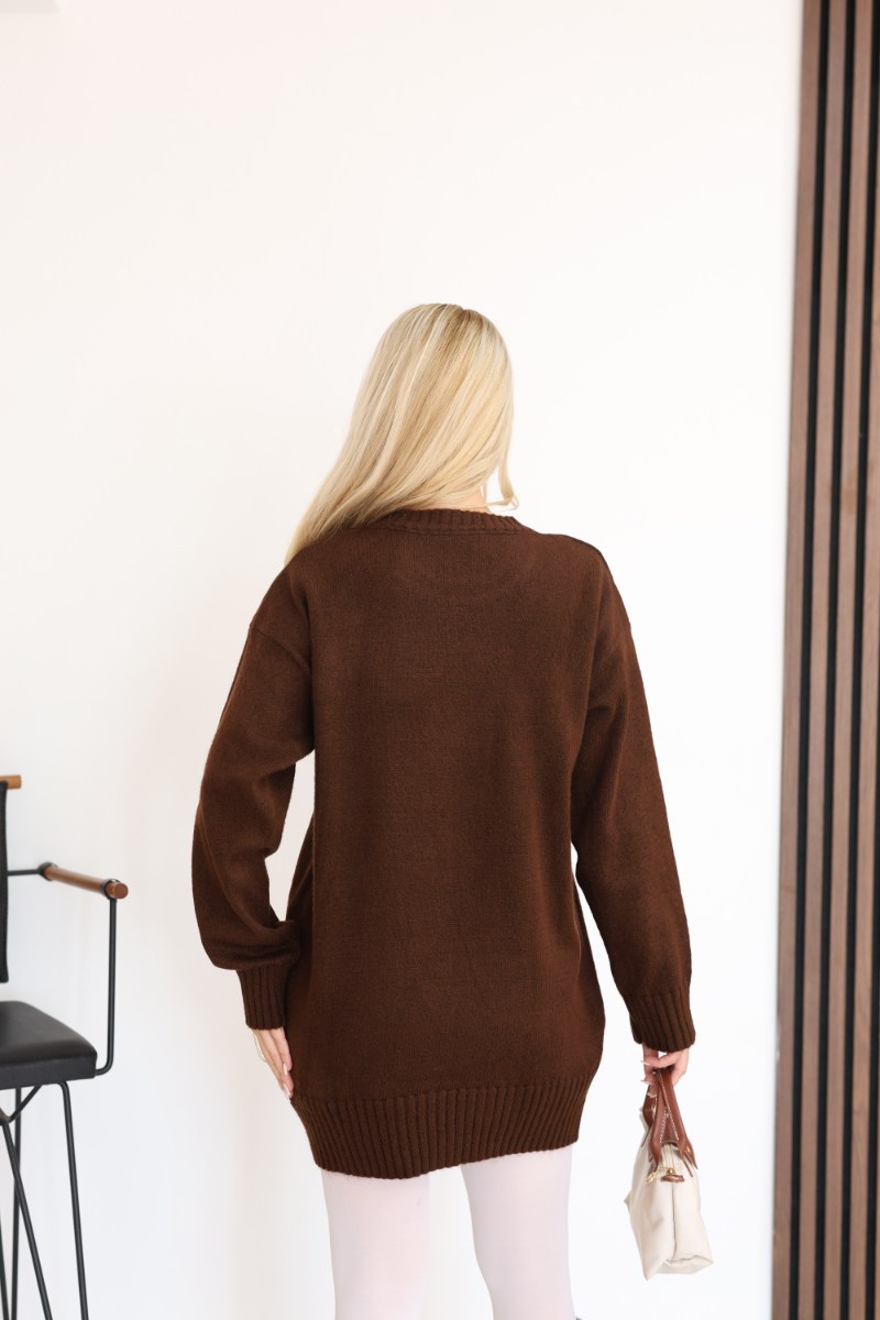 Oversize Ribanalı Triko TunikKADIN TUNİK