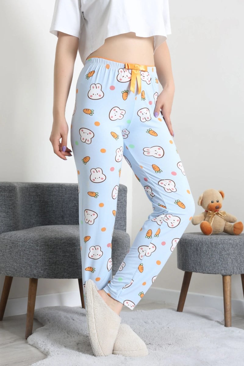 Tavşan ve Havuç Desen Pijama AltıKADIN PİJAMA ALTI