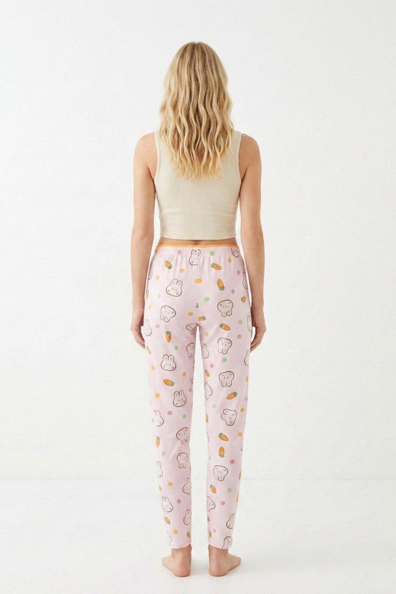 Tavşan ve Havuç Desen Pijama AltıKADIN PİJAMA ALTI