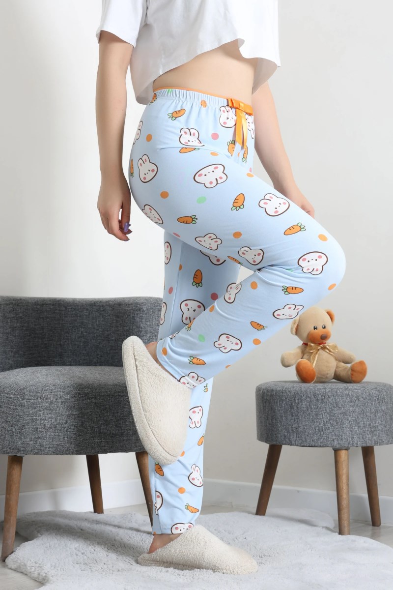 Tavşan ve Havuç Desen Pijama AltıKADIN PİJAMA ALTI