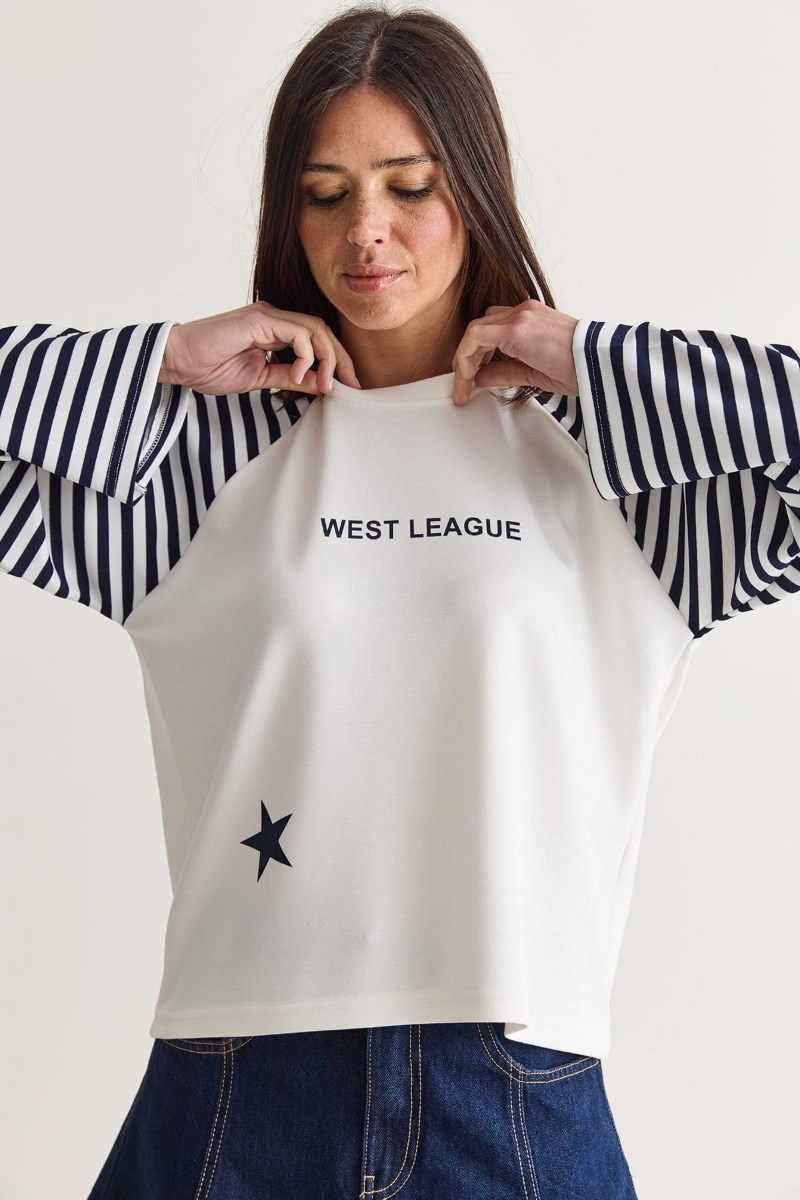 West League Baskılı Çizgili Kol SweatshirtKADIN SWEATSHİRT