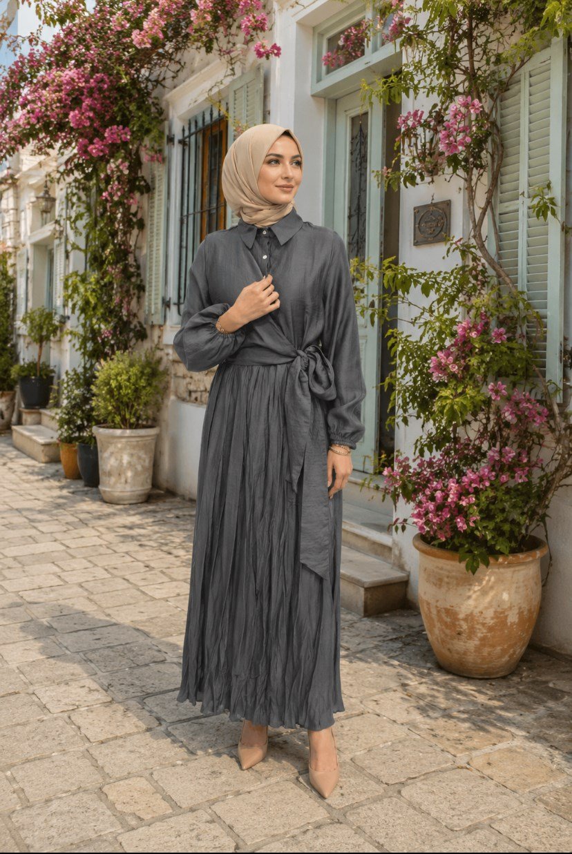 Ceremony Belden Bağlamalı Nil Elbise