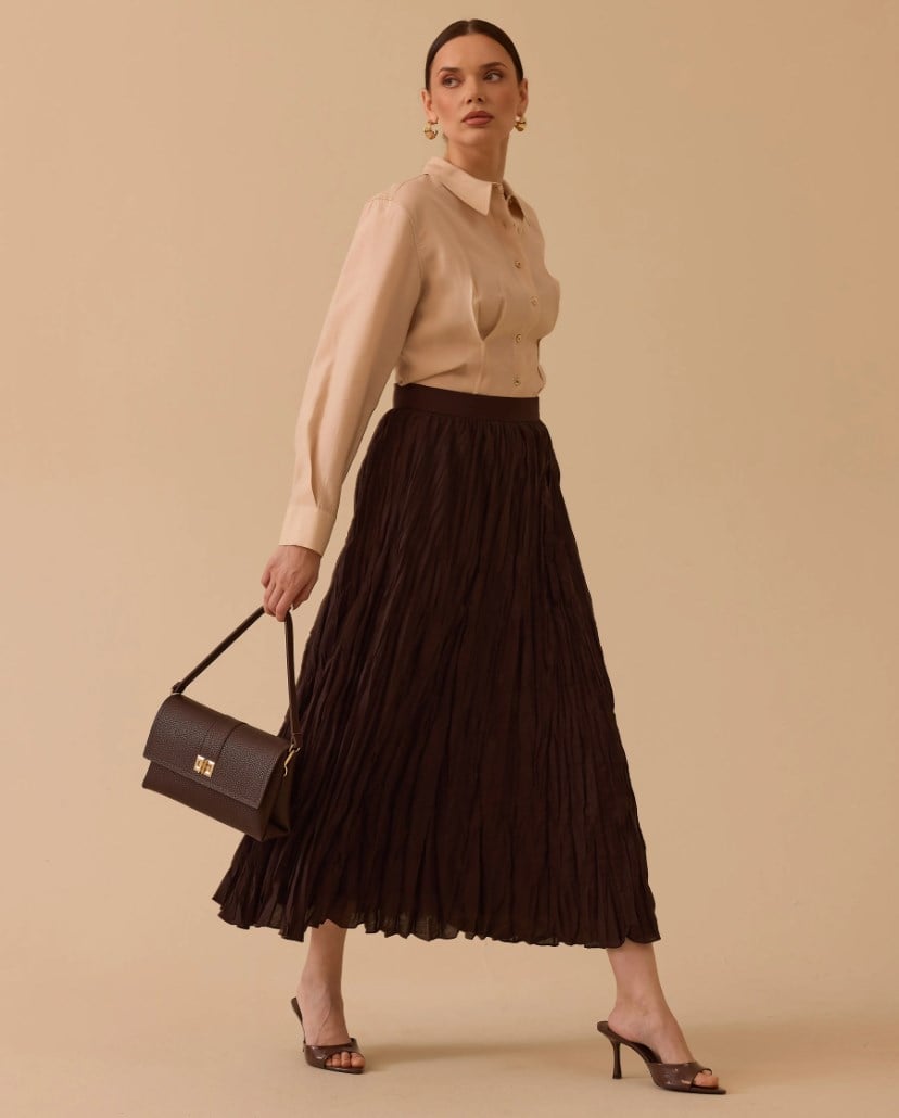 Seçil Kırışık Dokulu Etek