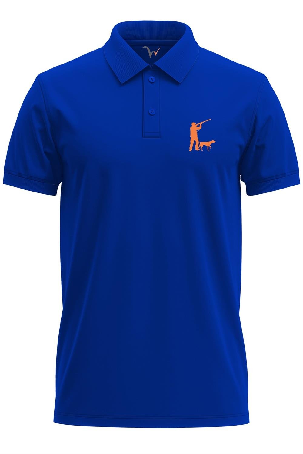 Avcılık Hunter Avcı Ve Av Köpeği Tasarım Baskılı %100 Pamuk Regular Fit Polo T-Shirt - Mavi