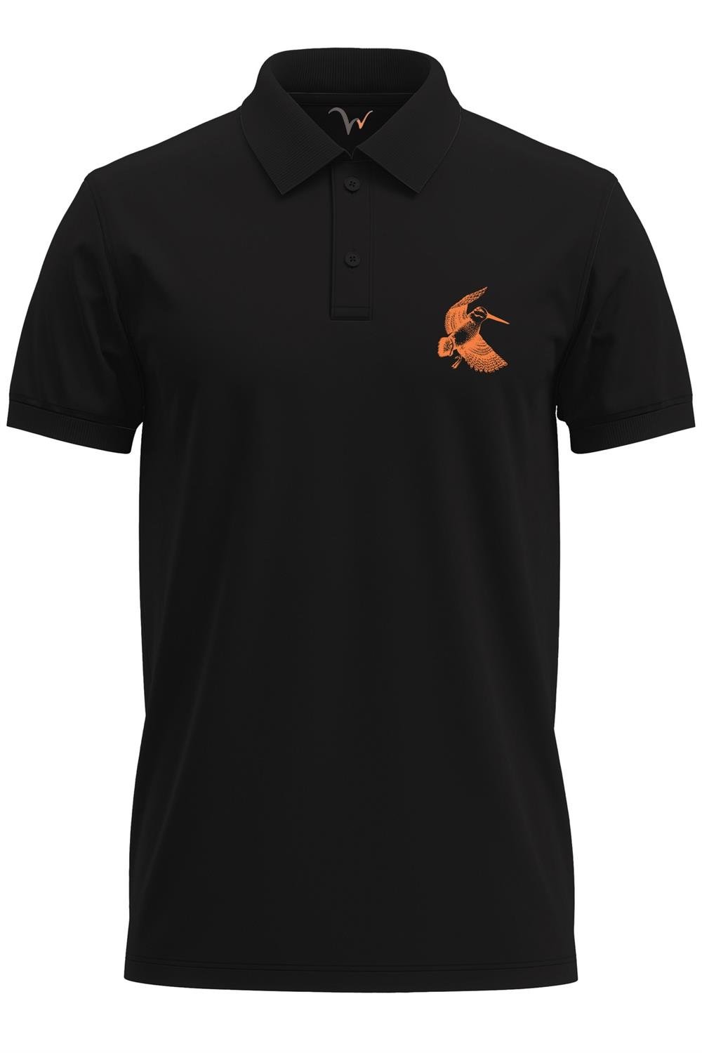 Avcılık Hunter Çulluk Avcılığı Tasarım Baskılı Çulluk Avı %100 Pamuk Regular Fit Polo Yaka T-Shirt - Siyah