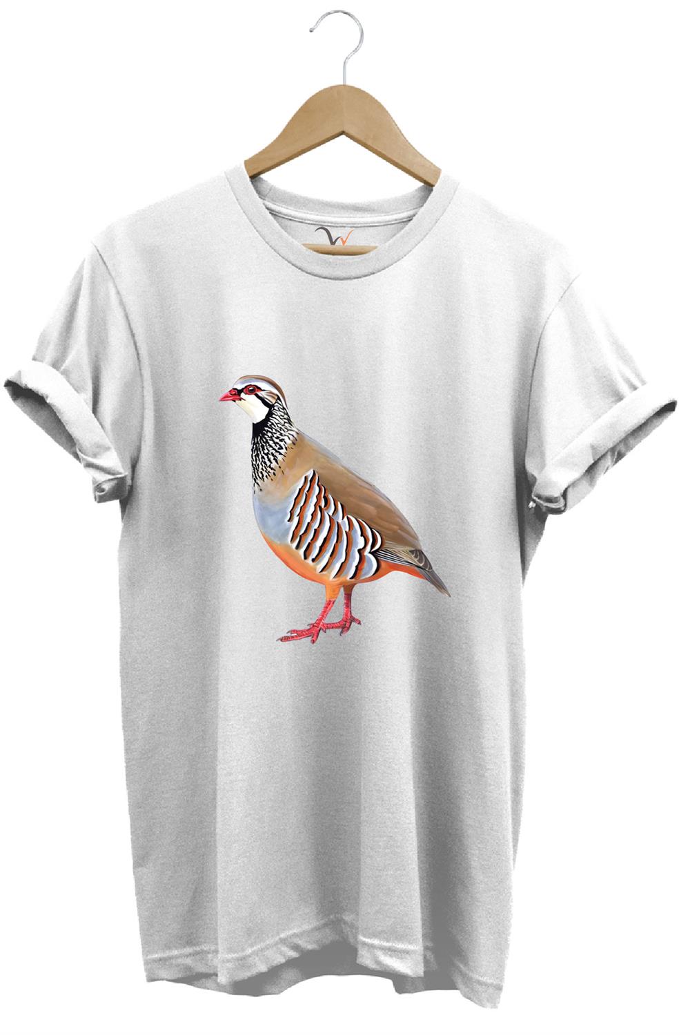 Avcılık Keklik Avcılığı Keklik Kuşu Baskılı Regular Fit %100 Pamuk T-Shirt - Beyaz