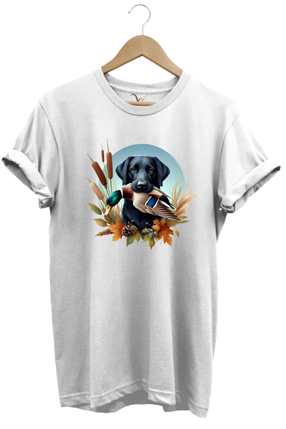 Avcılık Widi Hunting Ördek Avı Ve Av Köpeği Baskılı %100 Pamuk Regular Fit Bisiklet Yaka T-Shirt - Beyaz