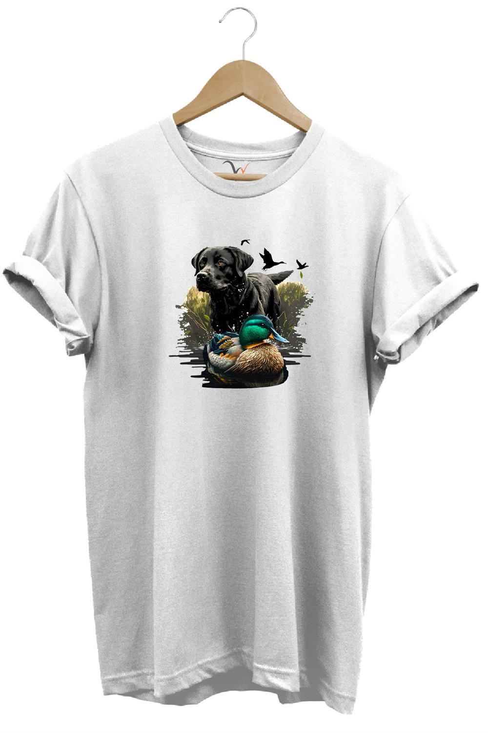 Avcılık Widi Hunting Ördek Avı Ve Avcı Köpeği Baskılı %100 Pamuk Regular Fit Bisiklet Yaka T-Shirt - Beyaz