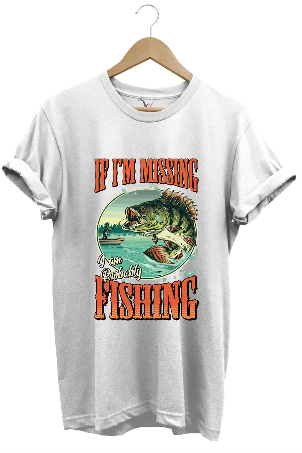 Balıkçı Fishing Vintage Poster Baskılı Regular Fit %100 Pamuk T-Shirt - Beyaz