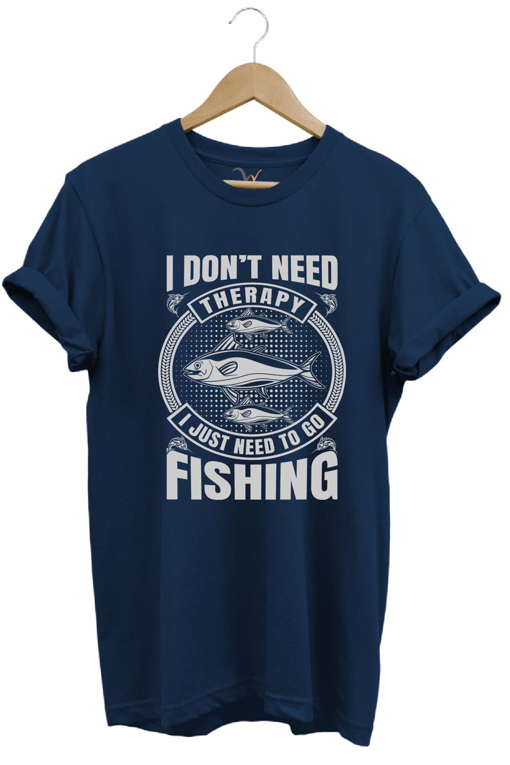 Fishing Balıkçı Balık Baskılı %100 Pamuk Regular Fit T-Shirt - Lacivert