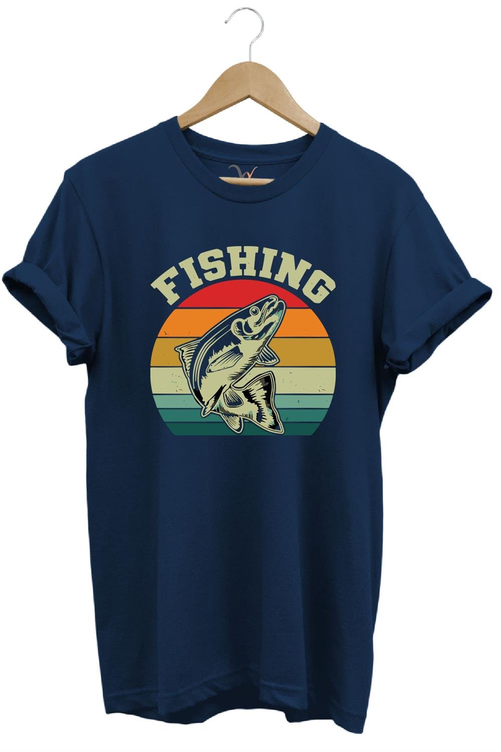Fishing Balıkçı Yazılı Yazlık Regular Fit %100 Pamuk T-Shirt - Lacivert