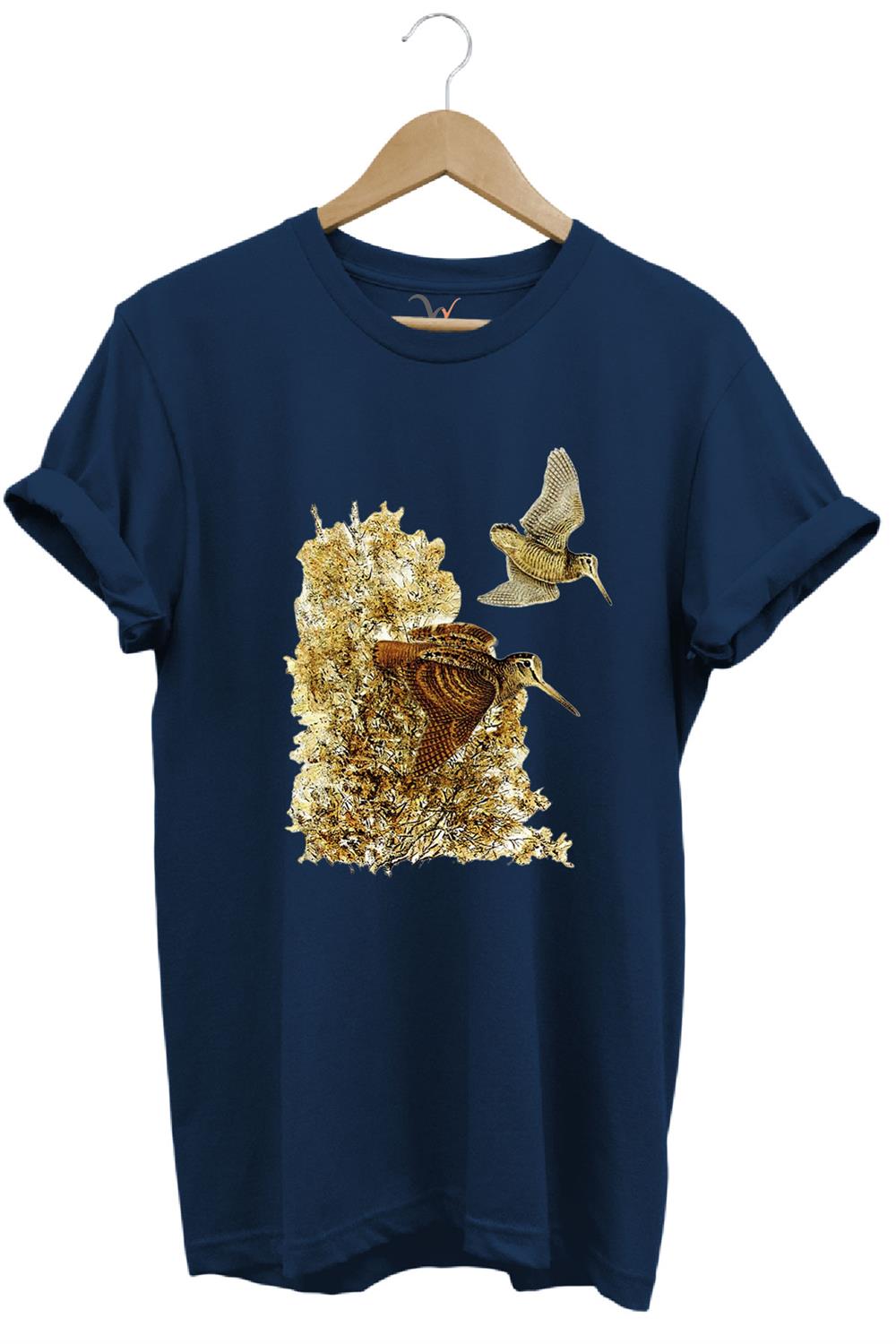 Hunter Avcılık Çulluk Avcılığı Vahşi Yaşam Baskılı Regular Fit %100 Pamuk T-Shirt - Lacivert