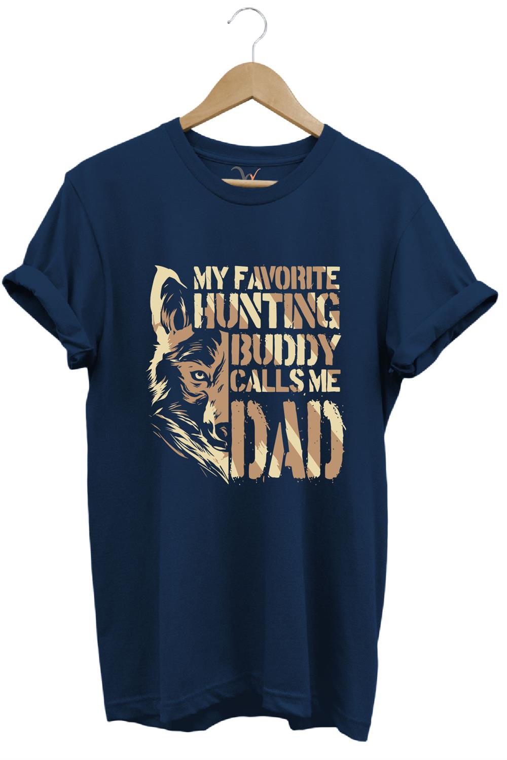 Hunting Avcılık Kurt Poster Baskılı %100 Pamuk Regular Fit Bisiklet Yaka T-Shirt - Lacivert