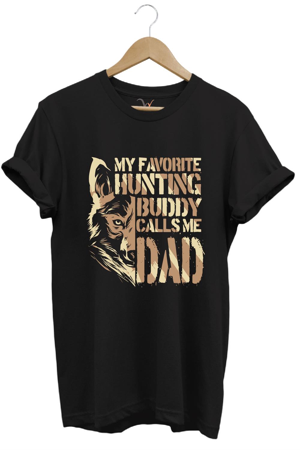 Hunting Avcılık Kurt Poster Baskılı %100 Pamuk Regular Fit Bisiklet Yaka T-Shirt - Siyah