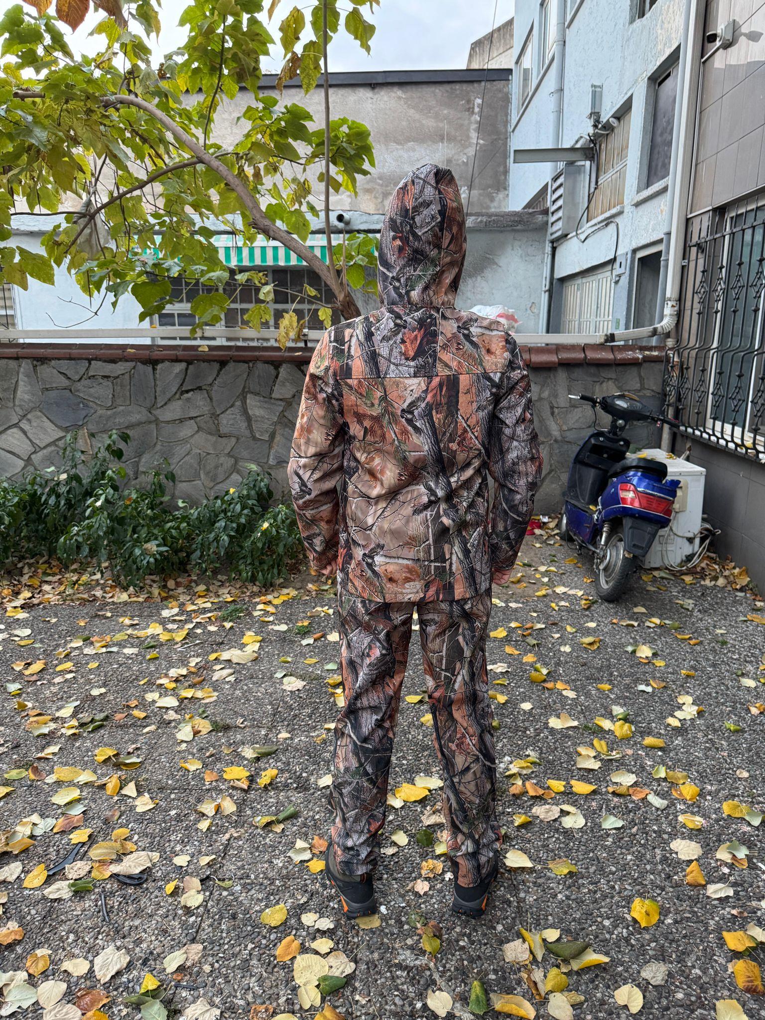 Kışlık Outdoor Hunter Avcılık Su ve Rüzgar Geçirmez Erkek Orman Desenli Kamuflaj Softshell Mont