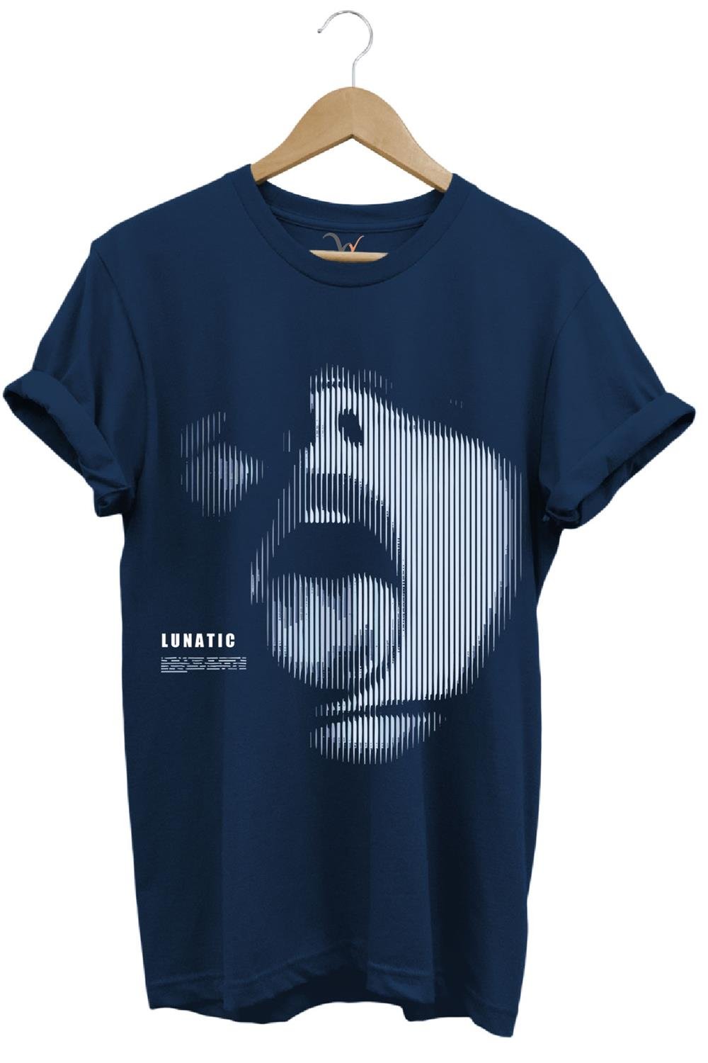 Sokak Stili Lunatic Baskılı T-Shirt - Lacivert