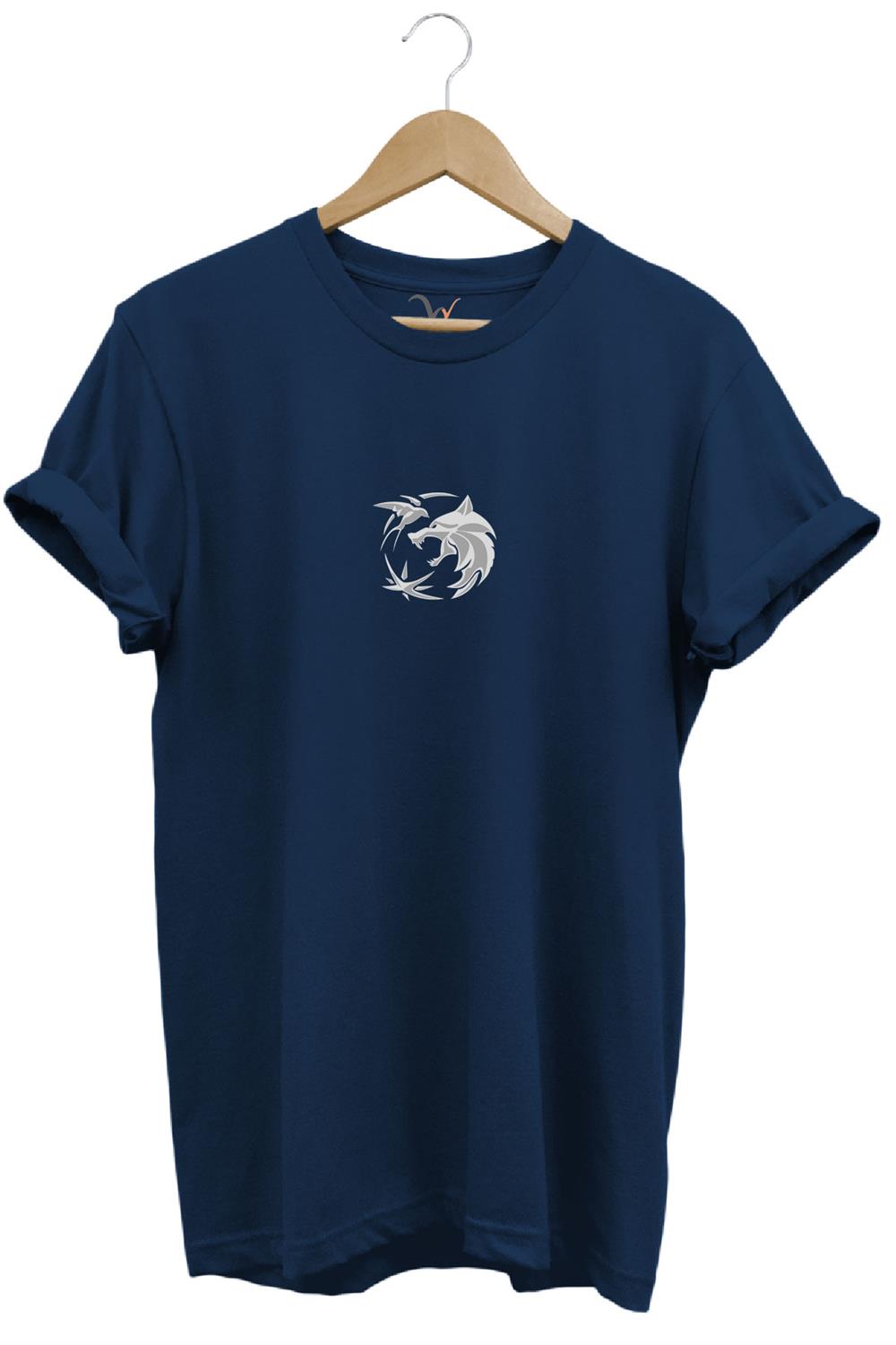 Türkiye Kökbörü Bozkurt Ve Anka Kuşu Kurt Baskılı %100 Pamuk Regular Fit Bisiklet Yaka T-Shirt - Lacivert