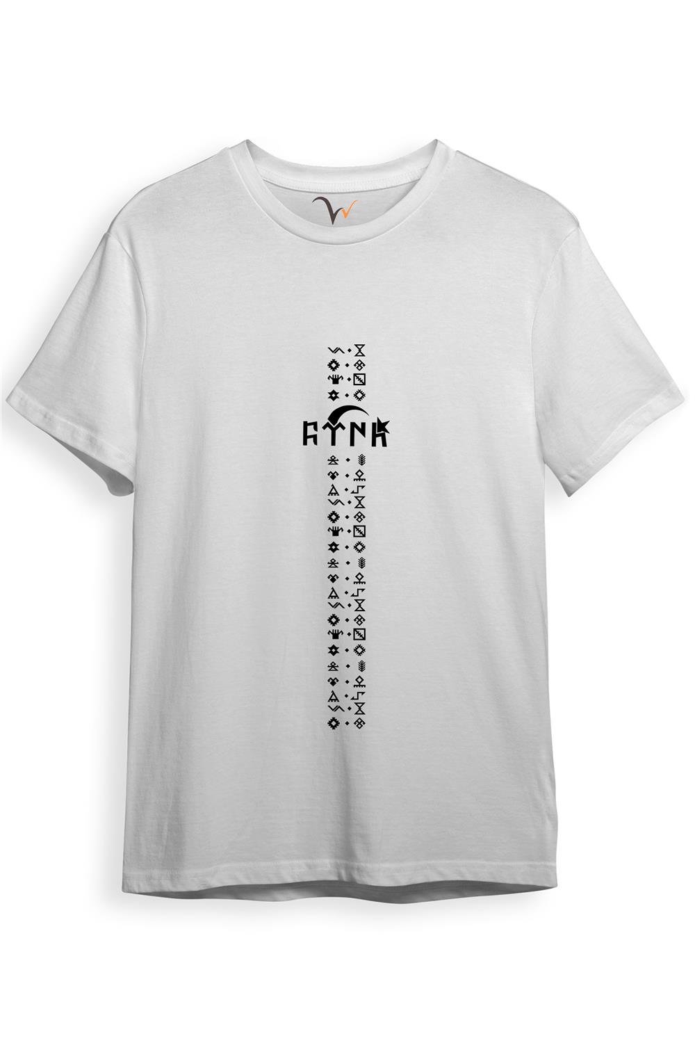 Türkiye Türk Yazısı Ve Göktürk Alfabesi Sembolleri Ay Yıldız Ve Hilal Baskılı Regular Fit T-Shirt - Beyaz