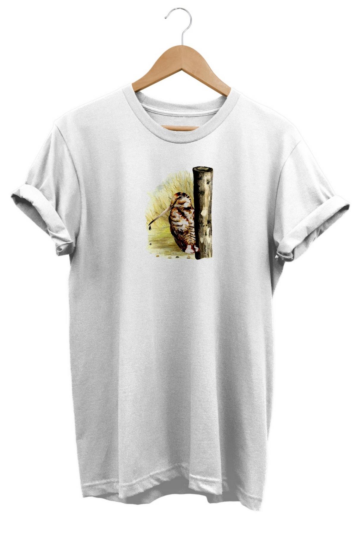 Widi Çulluk Baskılı T-Shirt Beyaz