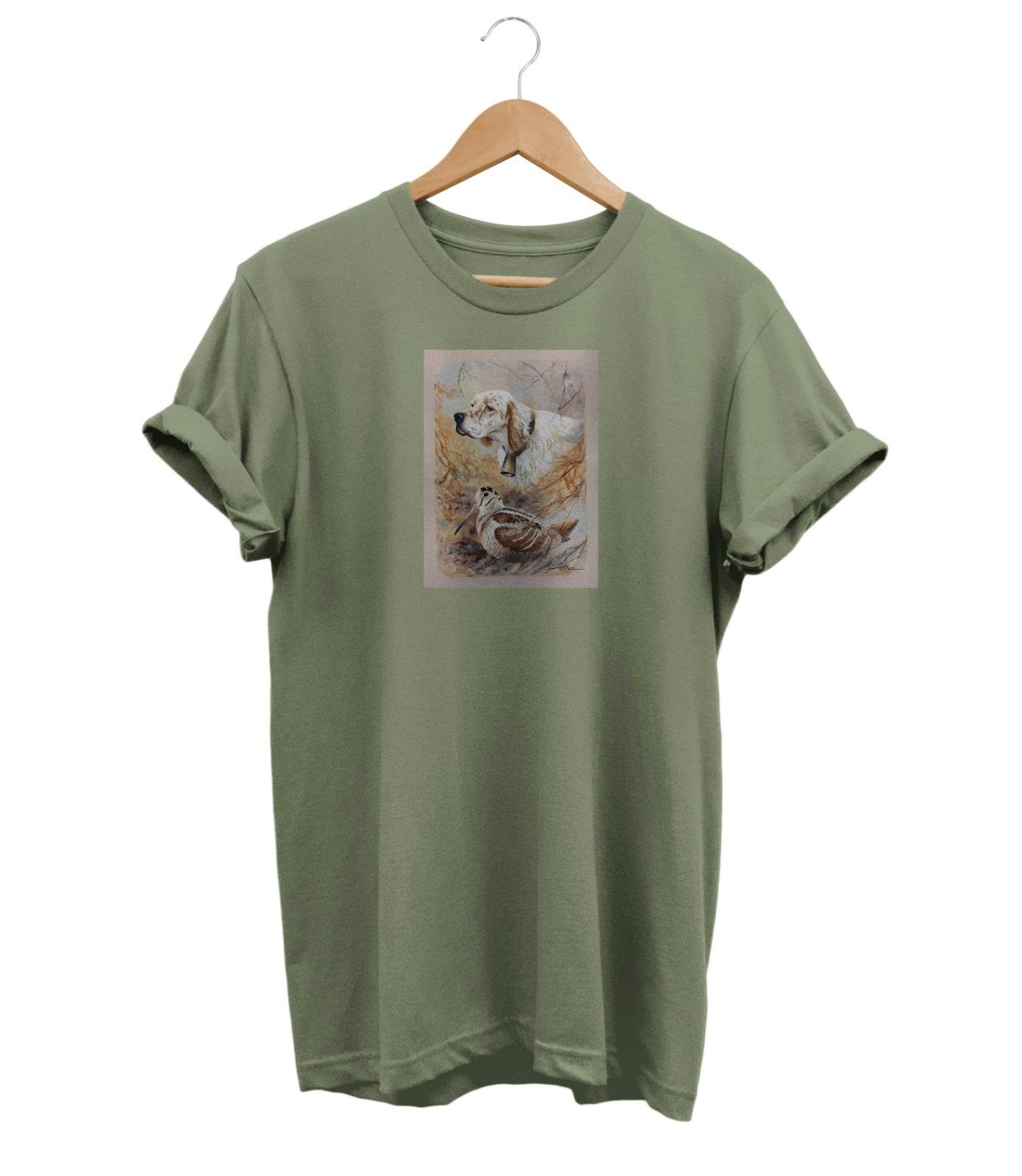 Widi Setter and Quail Baskılı T-Shirt Haki