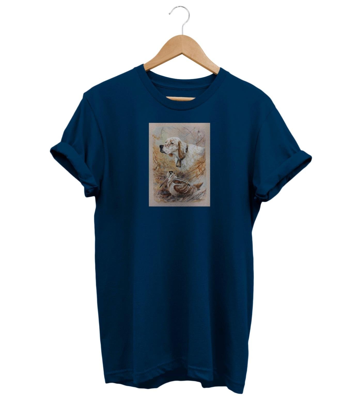 Widi Setter and Quail Baskılı T-Shirt Lacivert