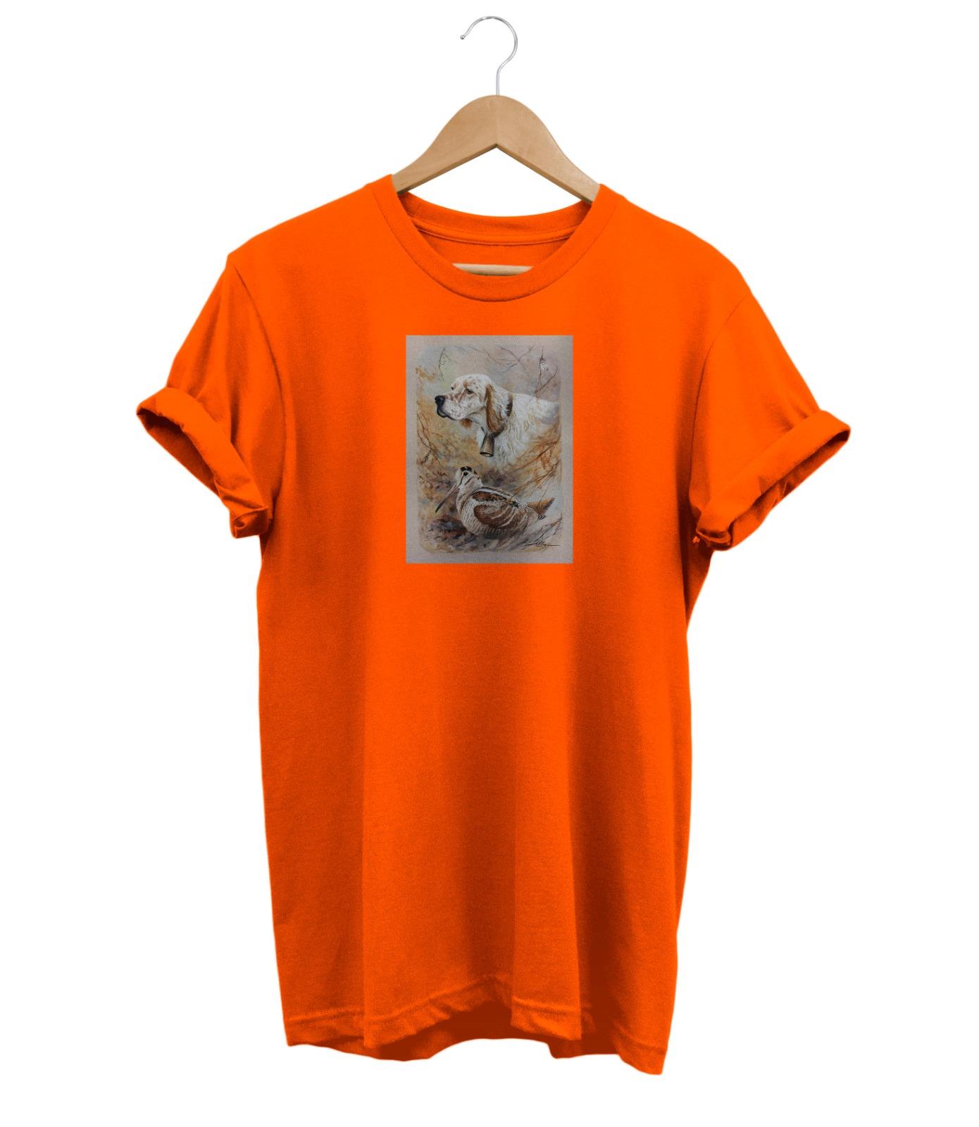 Widi Setter and Quail Baskılı T-Shirt Turuncu