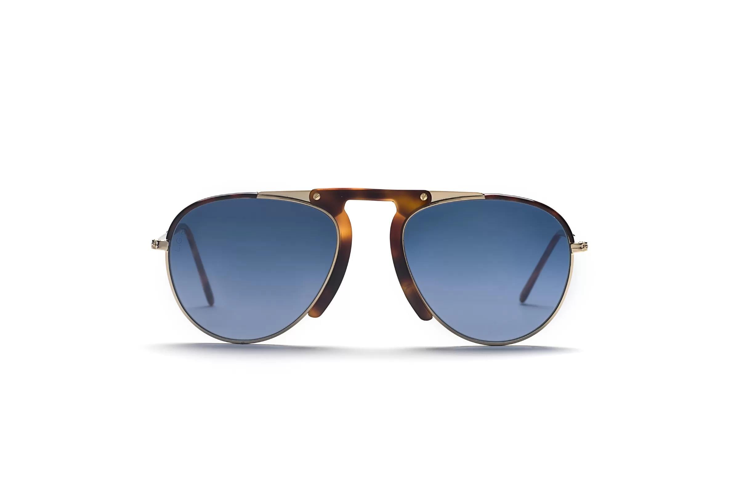 L.G.R Zeraf Gold / Havana Maculato 02 // Blue HD Unisex Güneş Gözlüğü