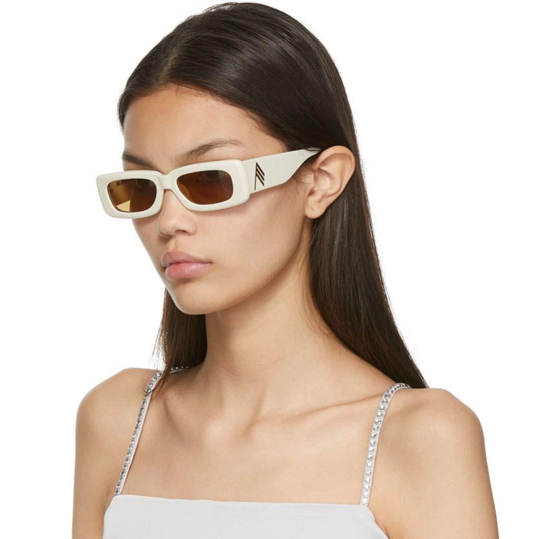 LINDA FARROW ATTICO MINI MARFA SUN White/Yellow Gold - Brown Lens