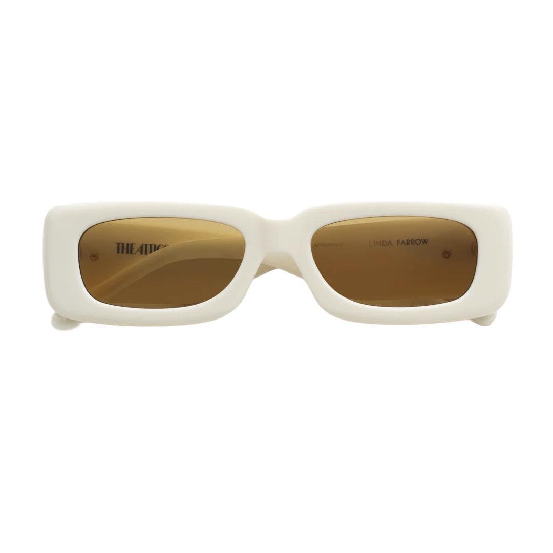 LINDA FARROW ATTICO MINI MARFA SUN White/Yellow Gold - Brown Lens