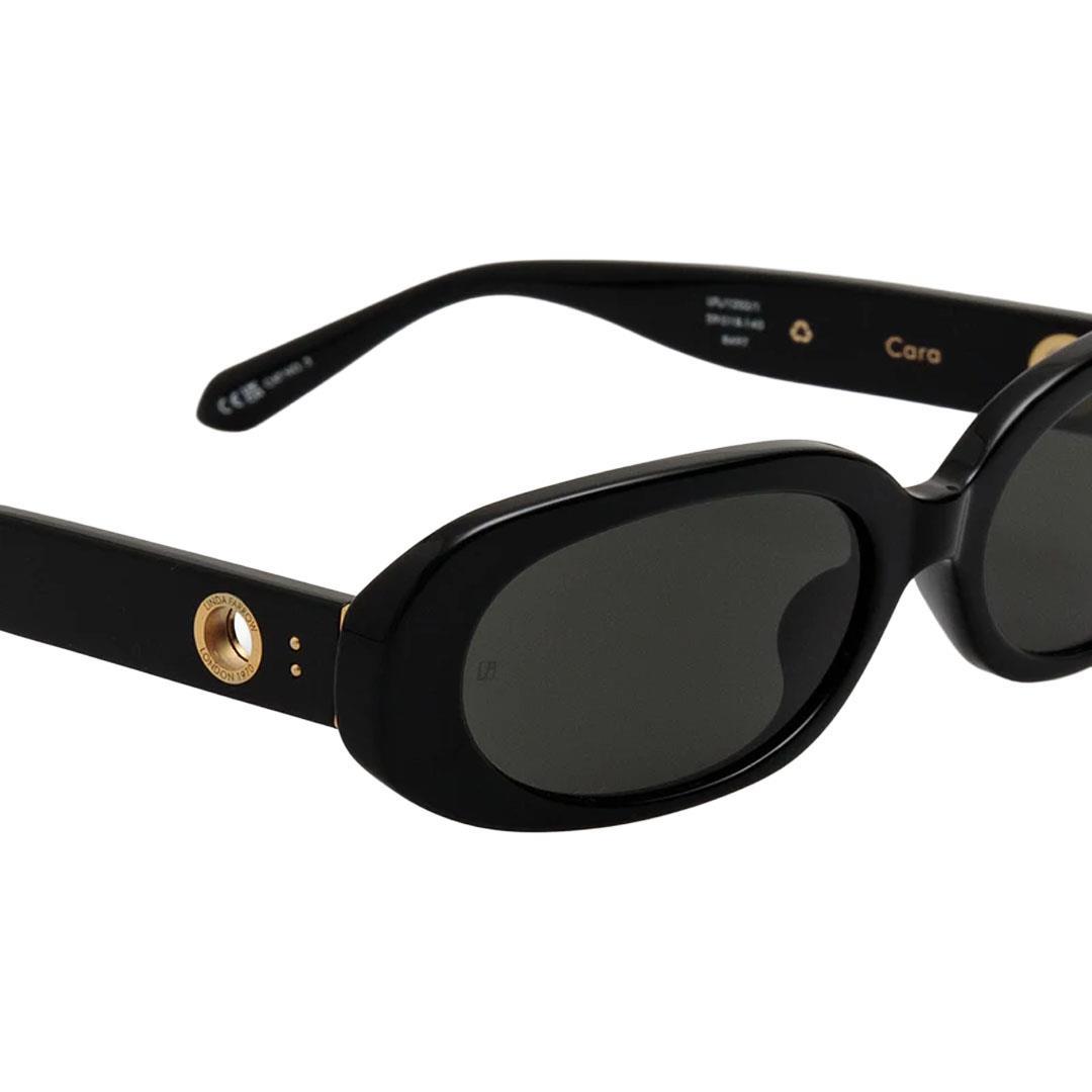 LINDA FARROW CARA SUN Black Yellow/Gold- Solid Grey Lenses