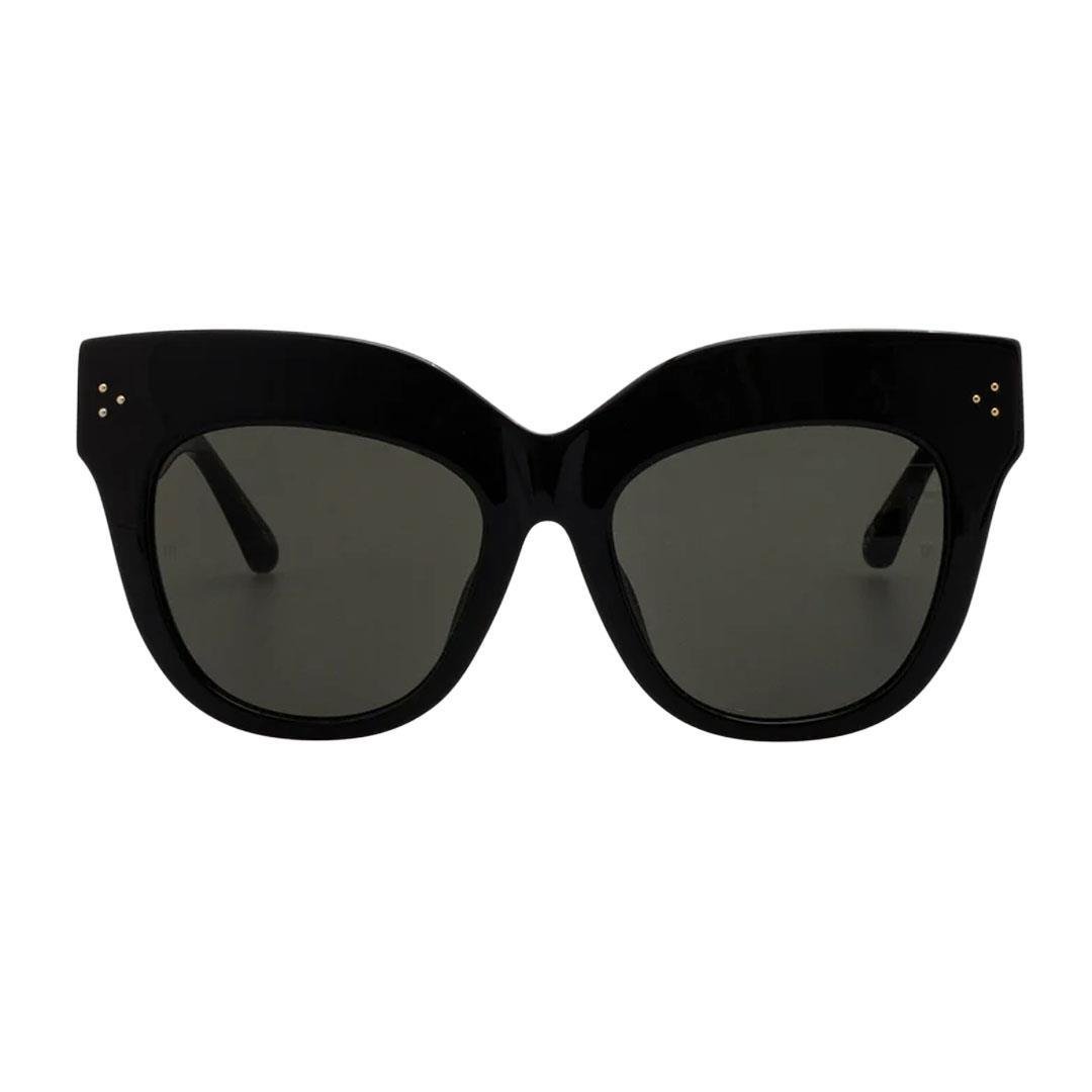 LINDA FARROW DUNAWAY SUN Black/Yellow Gold - Grey Lens