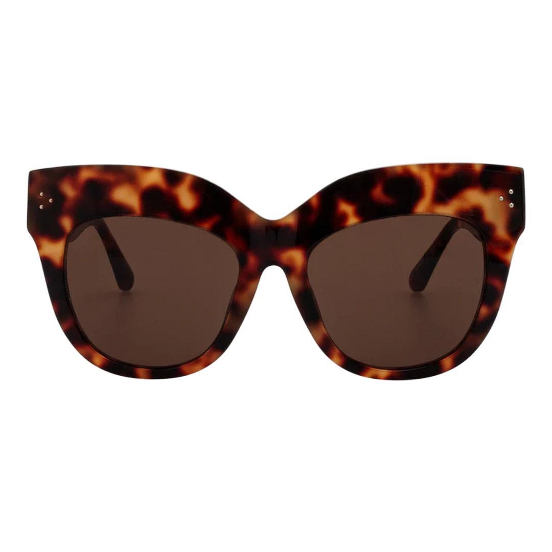 LINDA FARROW DUNAWAY SUN T-Shell/Yellow Gold - Brown Lens