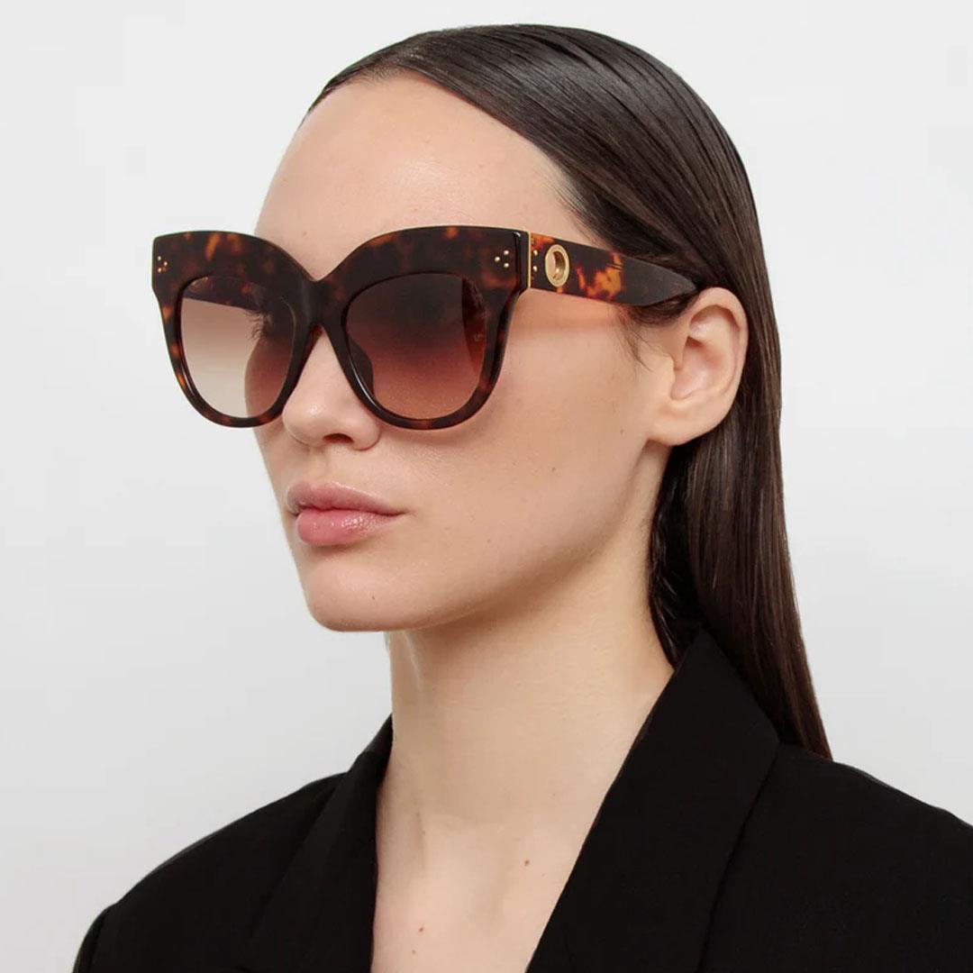 LINDA FARROW DUNAWAY SUN T-Shell/Yellow Gold - Brown Lens