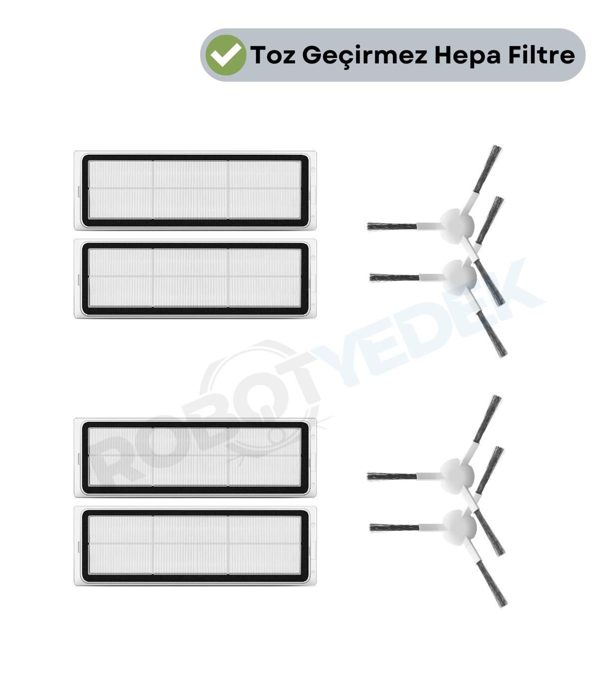 Dreame D10 Plus Gen 2 (RLL42SDA) Uyumlu Yedek Hepa Filtre ve Yan Fırça-8 Parça