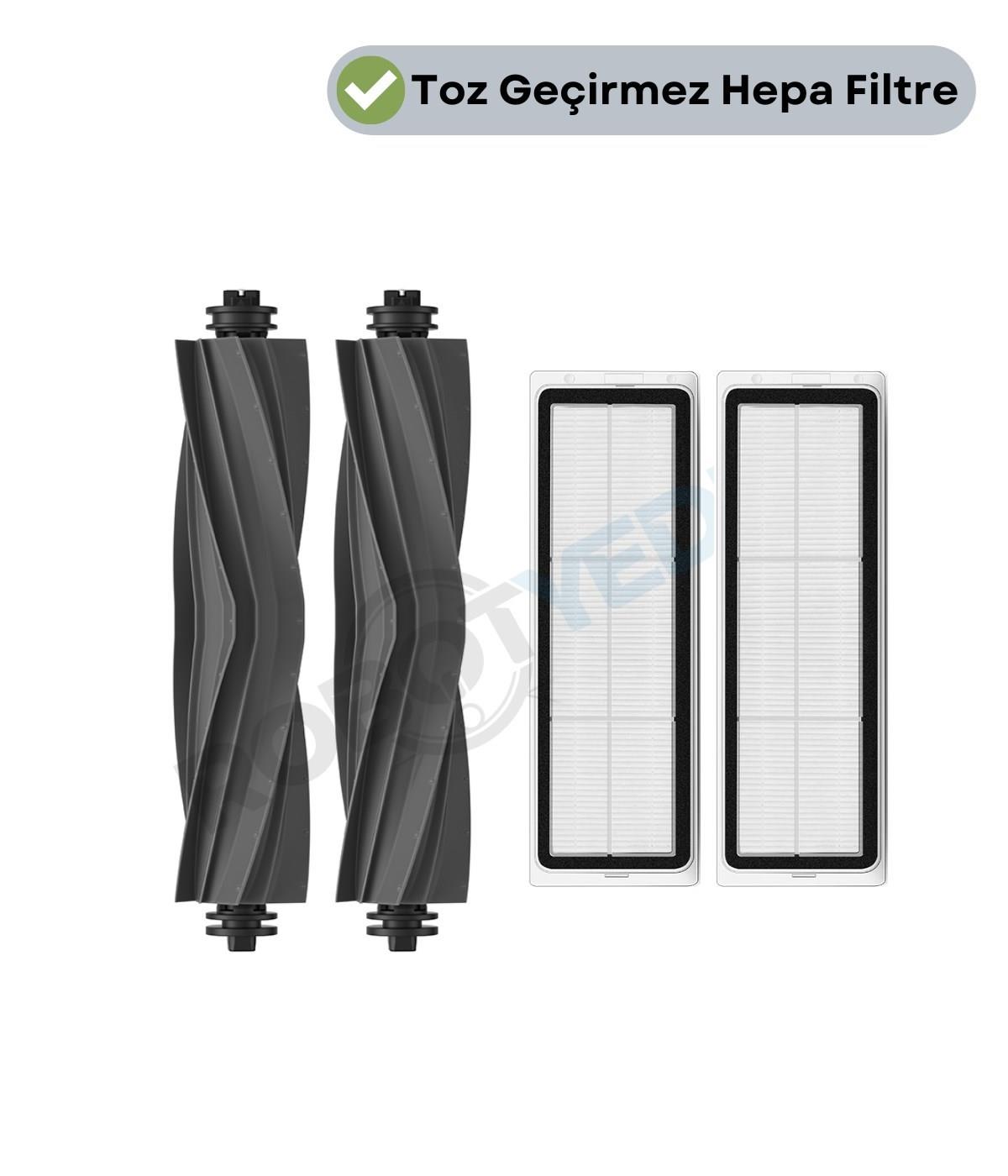 Dreame D10 Plus Gen 2 (RLL42SDA) Uyumlu Yedek Kauçuk Ana Fırça ve Hepa Filtre-4 Parça